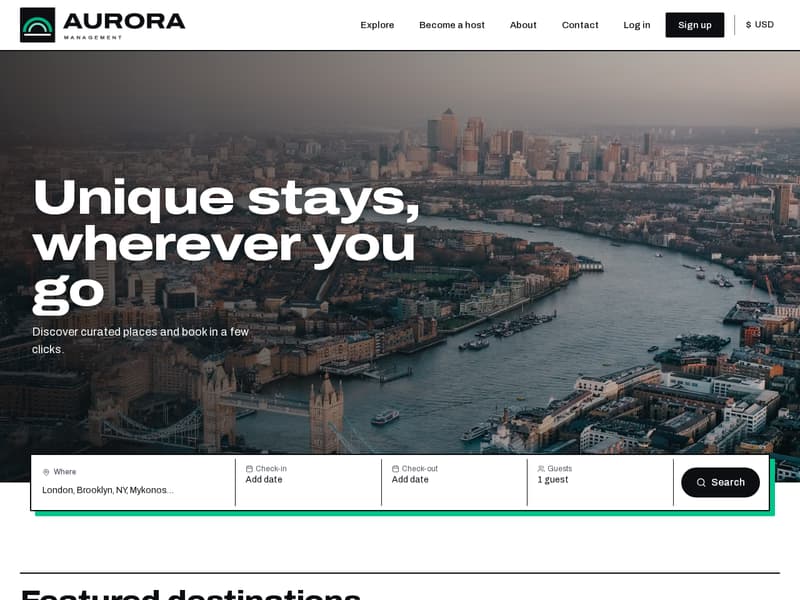 Aurora sample site: search across several city apartments